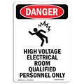 Signmission Safety Sign, OSHA Danger, 5" Height, High Voltage Electrical, Portrait OS-DS-D-35-V-2201